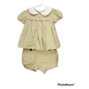 Vintage Hunky Dory Floral peterpan collar 2 piece outfit set‎ 12 months